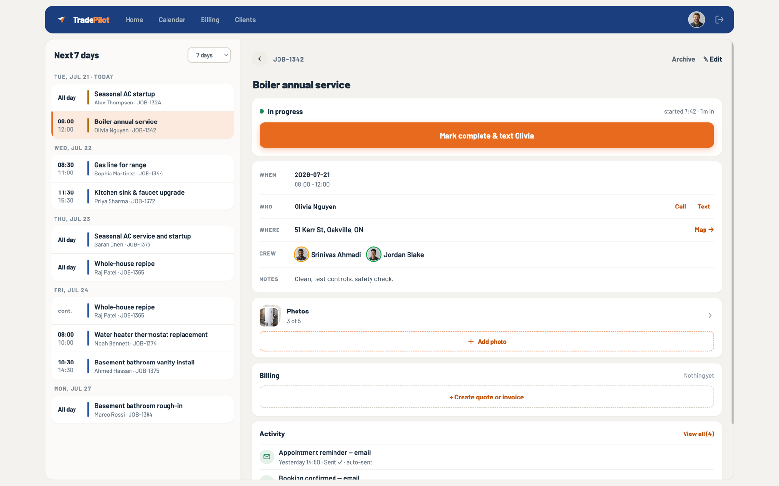TradePilot on desktop