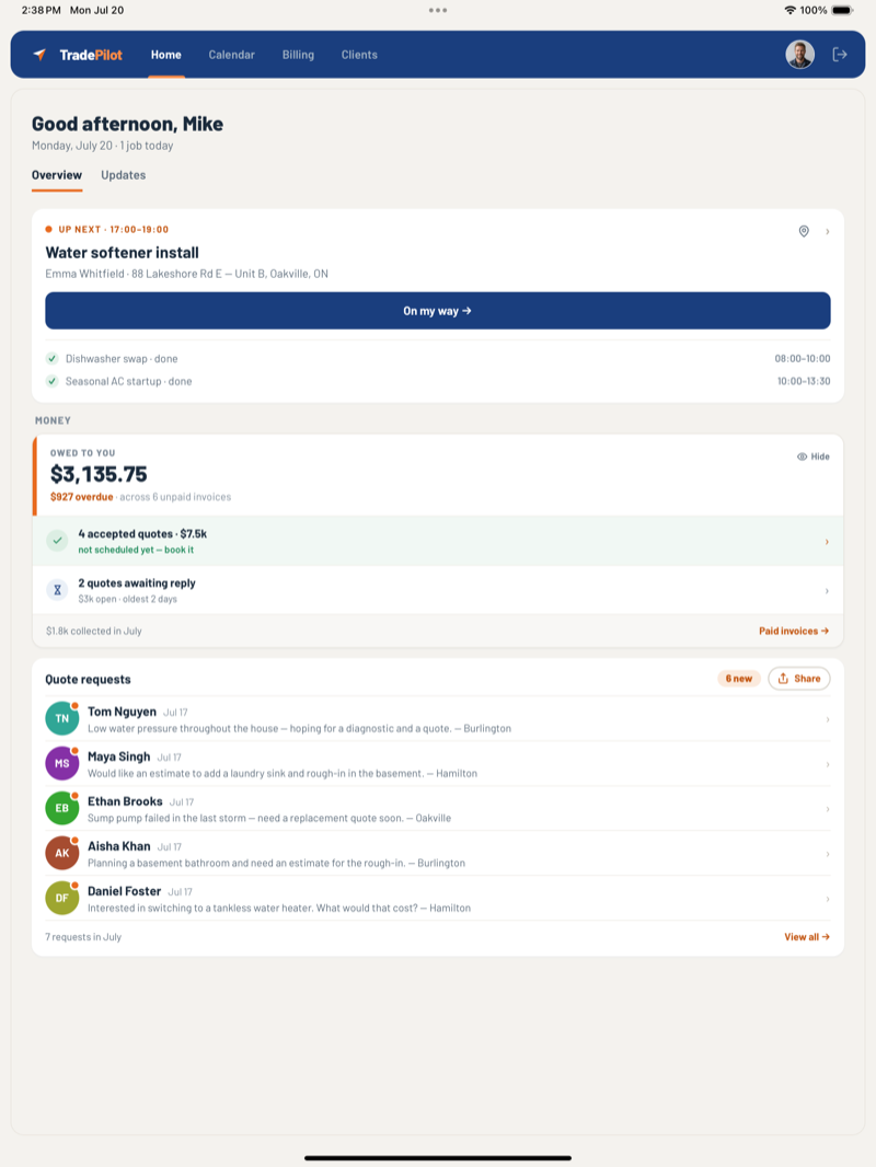 TradePilot on iPad